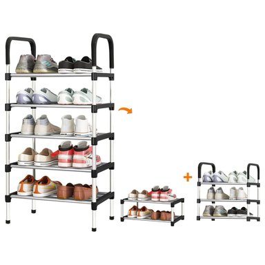 ZAPATERA DE 5 NIVELES ESTANTE ORGANIZADOR ARMABLE MULTIFUNCIONAL NEGRO
