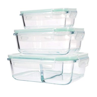 TAPER DE VIDRIO HERMÉTICO RECTANGULAR Y DIVIDIDO SET DE 3 UNIDADES