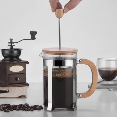 CAFETERA PRENSA FRANCESA 600ML CON TAPA DE BAMBÚ ELEGANTE - 4