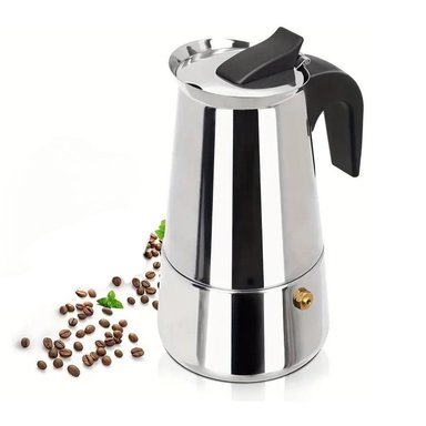 CAFETERA ESPRESSO MAKER ITALIANA 4 TAZAS ACERO INOXIDABLE