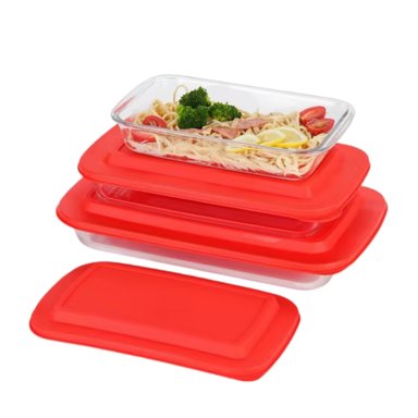 FUENTE BANDEJA DE VIDRIO TEMPLADO CON TAPA 6 PIEZAS