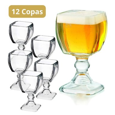 COPA CHABELA CUADRADA 610ML, SET 12 COPA CRISA SUPREMA