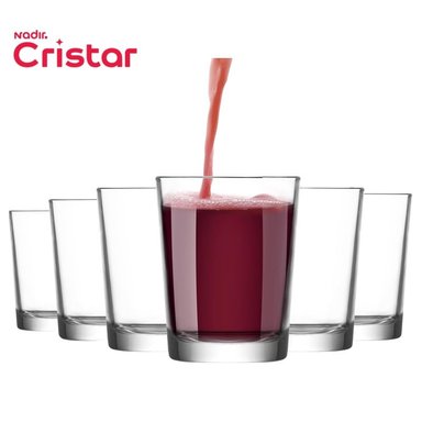 SET DE 6 VASOS CRISTAR HERRADURA LISO 200ML VIDRIO ELEGANTE