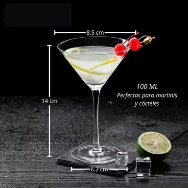 COPAS MARTINI DE VIDRIO 100ML ELEGANTES CÓCTELES GOURMET X12 - 3