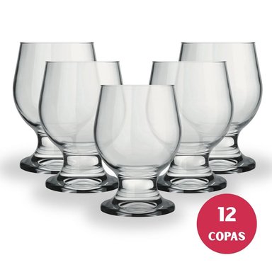 VASO COPA PARA AGUA PAULISTA 250ML DE VIDRIO, SET X12 COPAS