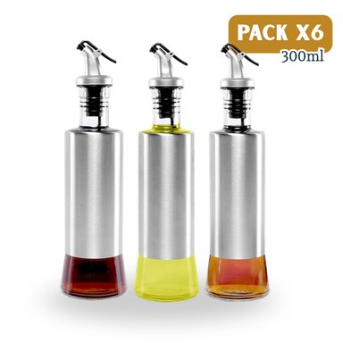 ACEITERO DE VIDRIO 300ML PACK X6 ELEGANTE PRÁCTICO