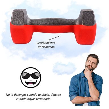 MANCUERNAS DE VINILO DE 4 KG PESAS PLASTIFICADAS PAR ROJO - 4