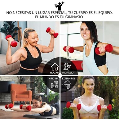 MANCUERNAS DE VINILO DE 4 KG PESAS PLASTIFICADAS PAR ROJO - 5