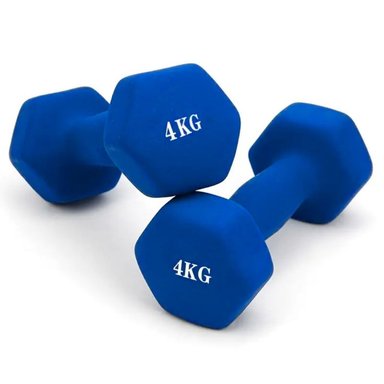 MANCUERNAS DE VINILO DE 4 KG PESAS PLASTIFICADAS PAR AZUL