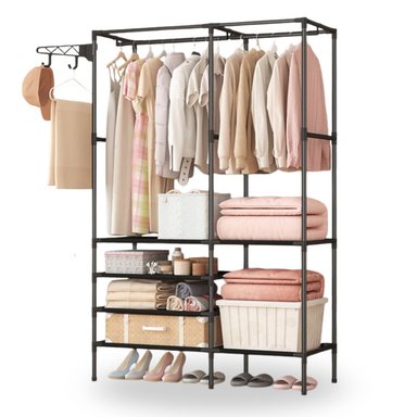 ORGANIZADOR DE ROPA TIPO PERCHERO ZAPATERA ARMARIO NEGRO