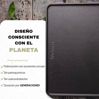 PLANCHA VICTORIA REVERSIBLE HIERRO FUNDIDO CURADA 21X33CM - 3