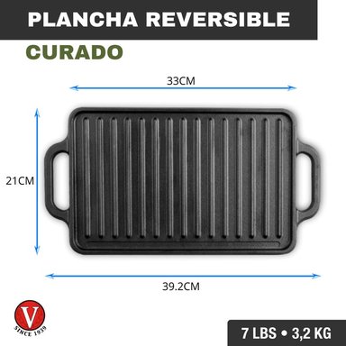 PLANCHA VICTORIA REVERSIBLE HIERRO FUNDIDO CURADA 21X33CM - 4