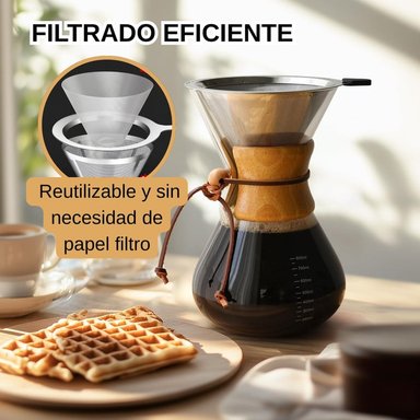CAFETERA DE GOTEO CHEMEX CON FILTRO INOXIDABLE 600ML - 2