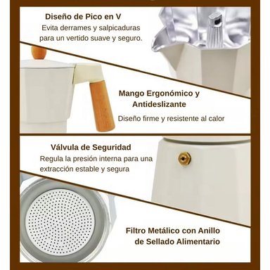 CAFETERA MOKA ITALIANA 9 TAZAS - 450ML CREMA ELEGANTE - 3