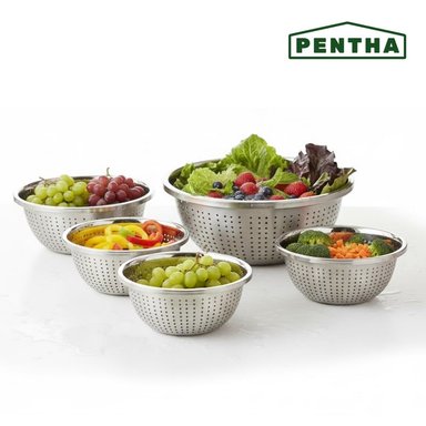 SET DE CESTAS ESCURRIDORAS DE ACERO INOXIDABLE X5