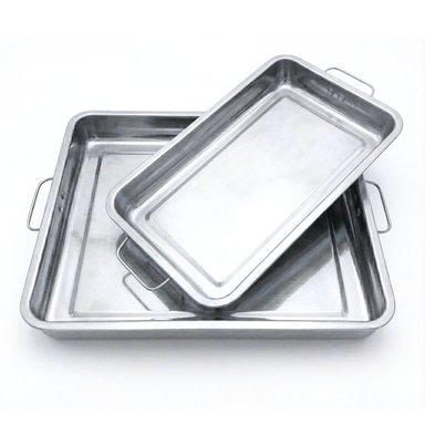 SET BANDEJAS DE ACERO INOXIDABLE PARA HORNO 39 Y 44CM 2 PZS