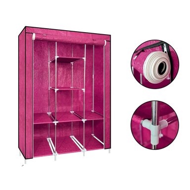 ROPERO ARMABLE DE TELA 3 CUERPOS CON 8 DIVISIONES ROSA - 3