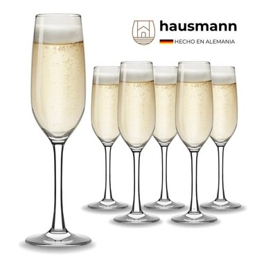 SET 6 COPAS HAUSMANN FLUTE CHAMPAGNE DE CRISTAL 244 ML