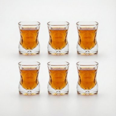 SET DE VASOS SHOT DE VIDRIO DISEÑO CUERPO MASCULINO X6 UND