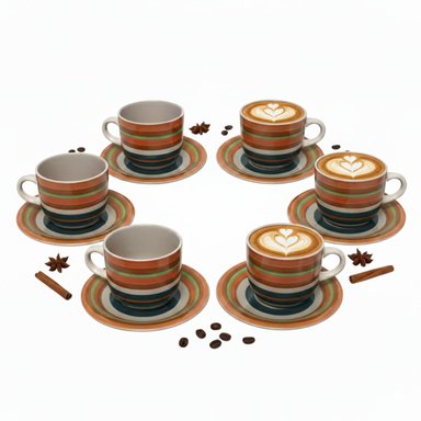 SET DE 6 TAZAS Y PLATILLOS DE ALTA RESISTENCIA 300ML