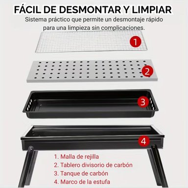 PARRILLA PLEGABLE 60CM: PRÁCTICA Y LISTA PARA USAR - 2