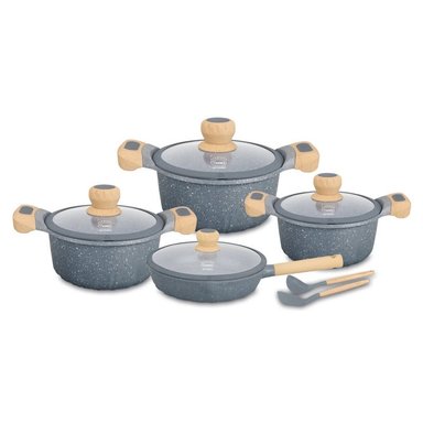 JUEGO DE OLLAS VALESKA ROCA VOLCÁNICA 10PZS GRIS