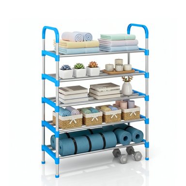 ZAPATERA DE 5 NIVELES ESTANTE ORGANIZADOR ARMABLE MULTIFUNCIONAL AZUL