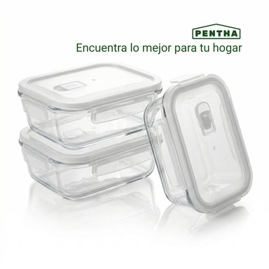 TAPER HERMÉTICO DE VIDRIO PARA SNACKS 410ML PACK 3 - 6
