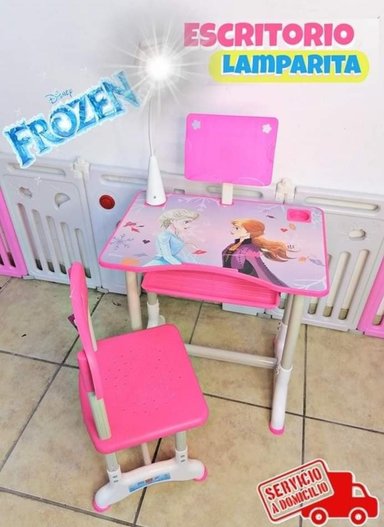 ESCRITORIOPARA NIÑOS ROSADO ERGONOMICO CON LAMPARA LED - FROZEN