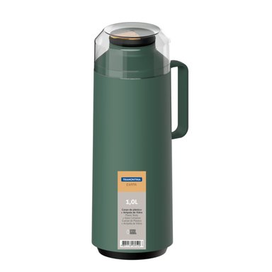 TERMO TRAMONTINA EXATA EN PLÁSTICO VERDE CON AMPOLLA DE VIDRIO DE 1 L