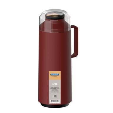 TERMO TRAMONTINA EXATA EN PLÁSTICO ROJO CON AMPOLLA DE VIDRIO DE 1 L