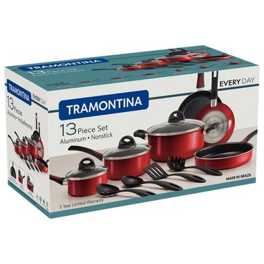 JUEGO DE OLLAS TRAMONTINA EVERYDAY SILICONADO ROJO 13 PIEZAS