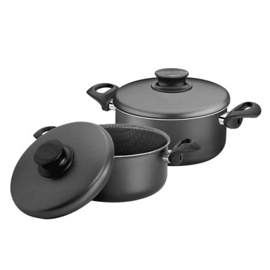 JUEGO DE OLLAS DE ALUMINIO PARÍS NEGRO X 2 PIEZAS (24 CM|26 CM)