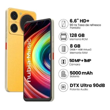 CELULAR ZTE NUBIA MUSIC LIBRE - PANTALLA 6.6' HD+ - 128 GB + 4 GB RAM EXPANDIBLE