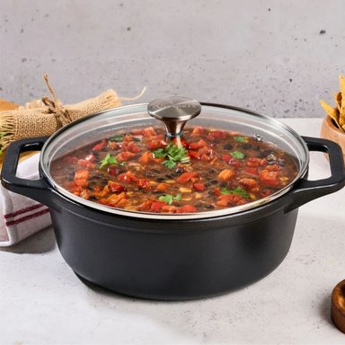 OLLA HIERRO FUNDIDO ESMALTADO 38 LITROS TIPO HORNO HOLANDES CON TAPA - 2