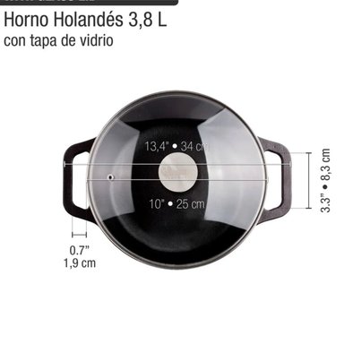 OLLA HIERRO FUNDIDO ESMALTADO 38 LITROS TIPO HORNO HOLANDES CON TAPA - 4