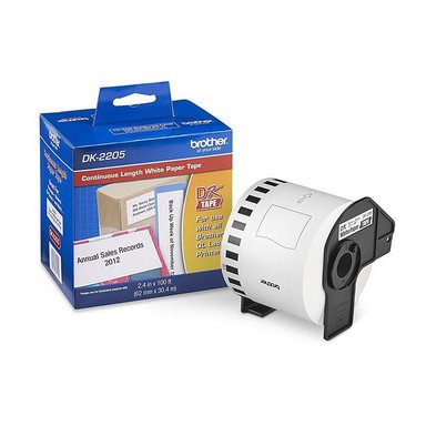 IMPRESORA BROTHER DK2205 PAPEL FONDO BLANCO 62 MM X 30.4 MT