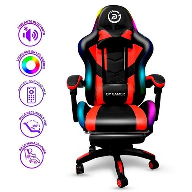 SILLA GAMER ROJO DP PRO-LB LUZ RGB BLUETOOTH MASAJEADOR NEGRO - 1
