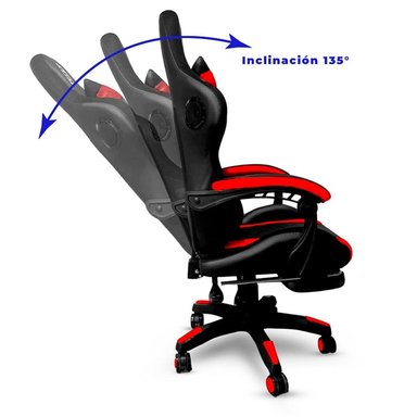 SILLA GAMER ROJO DP PRO-LB LUZ RGB BLUETOOTH MASAJEADOR NEGRO - 2