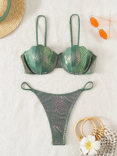 BIKINI PUSH UP MUJER DISEÑO CONCHA BRILLANTE - 2