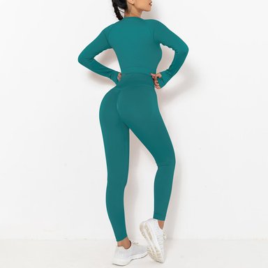 CONJUNTO MUJER VERDE DEPORTIVO LEGGINS PUSH-UP - 3