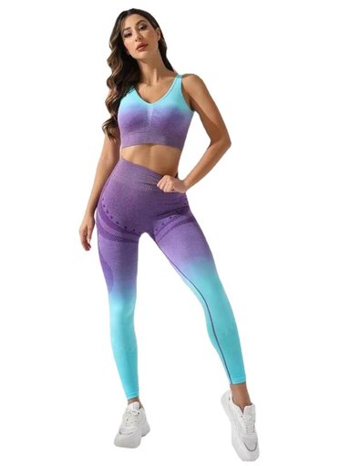 CONJUNTO MUJER MORADO DEPORTIVO ESTAMPADO TYE LEVANTA GLÚTEO