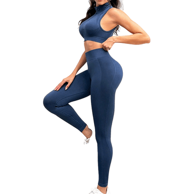 CONJUNTO MUJER AZUL DEPORTIVO FITNESS CON LEVANTA COLA