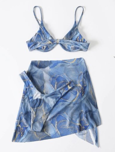 TRAJE BAÑO MUJER BIK072 3 PIEZAS CON PAREO DAMA PLAYA - 3