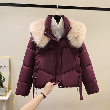 CASACA PUFFER GLAMOUR INVERNAL CON CUELLO DE PIEL REMOVIBLE