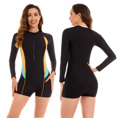ENTERIZO DE BAÑO MANGA LARGA ESTILO PLAYA PRIMAVERAL MUJER - NEGRO - 4