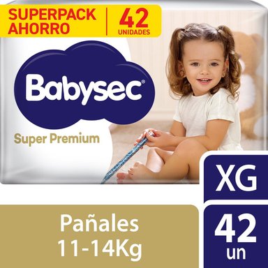 PAÑALES INFANTILES BABYSEC SUPER PREMIUMTALLA XG 42 UN
