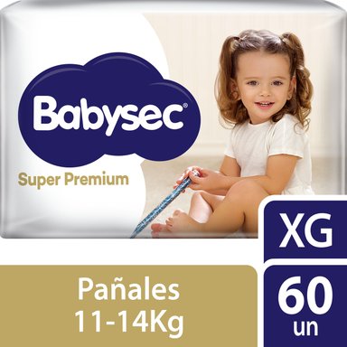 PAÑALES INFANTILES BABYSEC PACKETÓN SUPER PREMIUM TALLA XG 60 UN