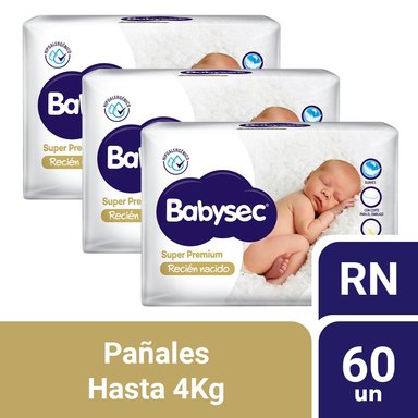 PACK 3 PAÑALES INFANTILES BABYSEC RECIEN NACIDO 20 UN