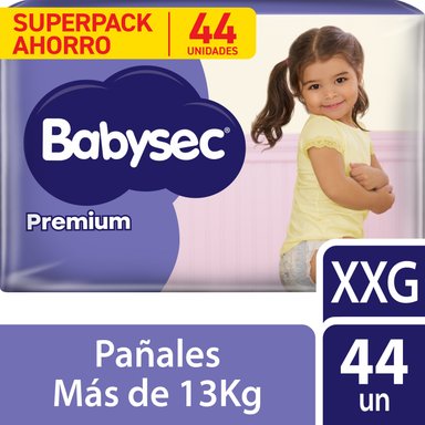 PAÑALES INFANTILES BABYSEC PREMIUM TALLA XXG 44 UN
